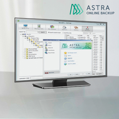 Astra Backup Solutions software monitor image